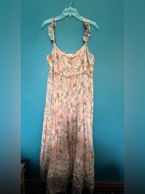 Lucky Brand plus size printed ruffle sleeve midi dress - pink floral XXL